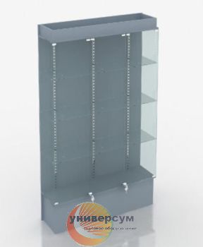 Витрина стеклянная с подсветкой с перфост.